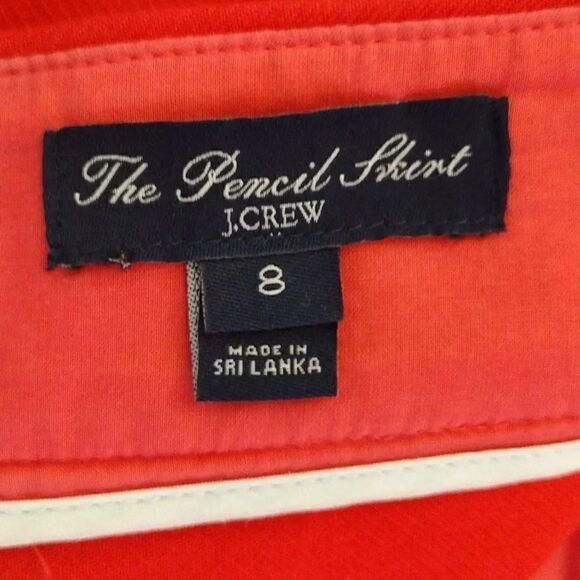 J. Crew Factory The Pencil Skirt Red Orange Cotton Skirt with Pockets Size 8 - Picture 11 of 16